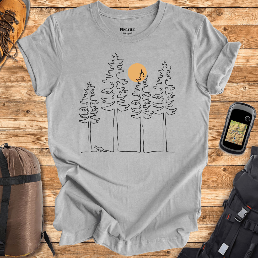 Fox Forest Outline Graphic T-shirt