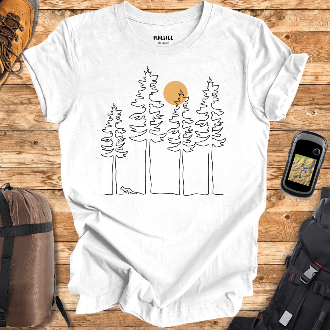 Fox Forest Outline Graphic T-shirt