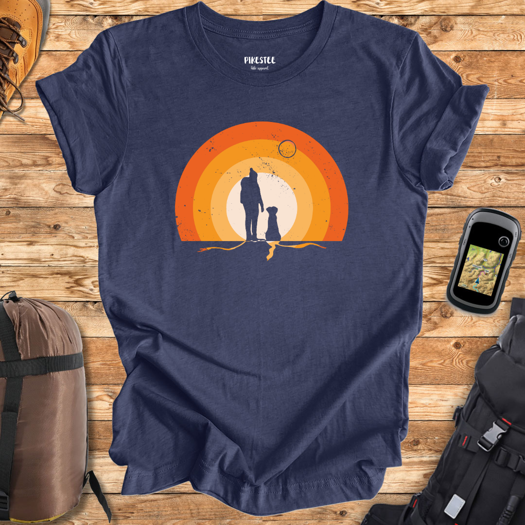 Girl and Dog Colorfull Landscape T-shirt