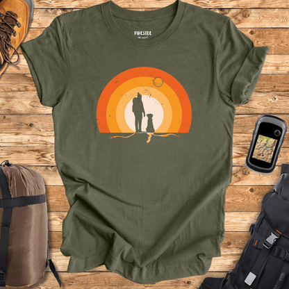 Girl and Dog Colorfull Landscape T-shirt