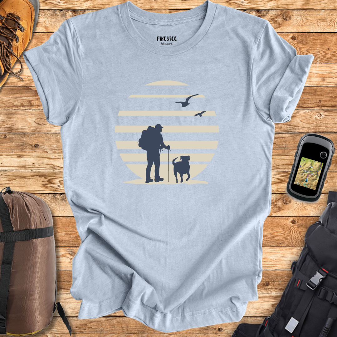 Hiker and Dog Graphic T-shirt