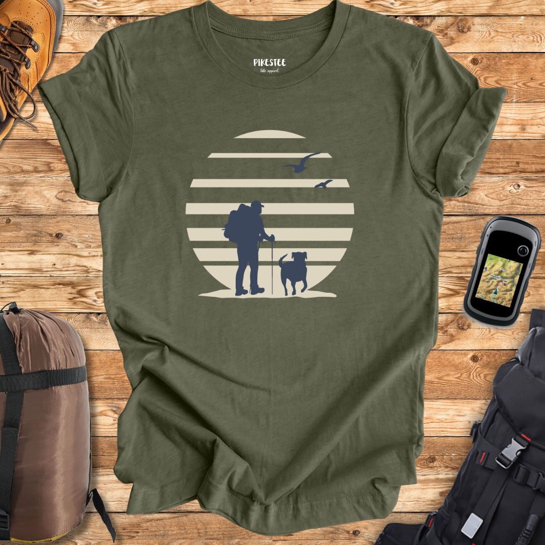 Hiker and Dog Graphic T-shirt