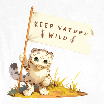 "Keep Nature Wild, White Leopard's Flag" graphic T-shirt