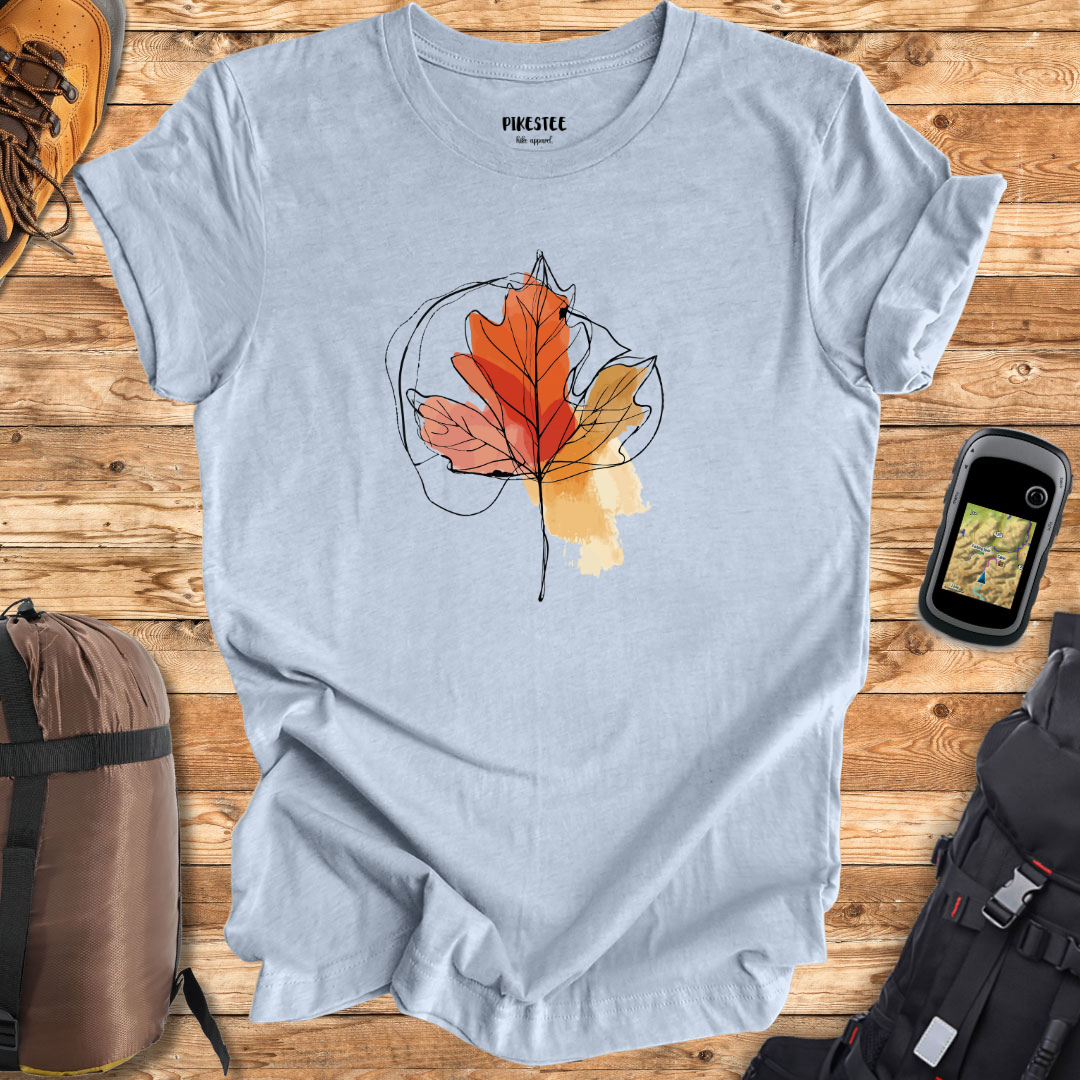 Line art Autumn Leaf Graphic T-shirt