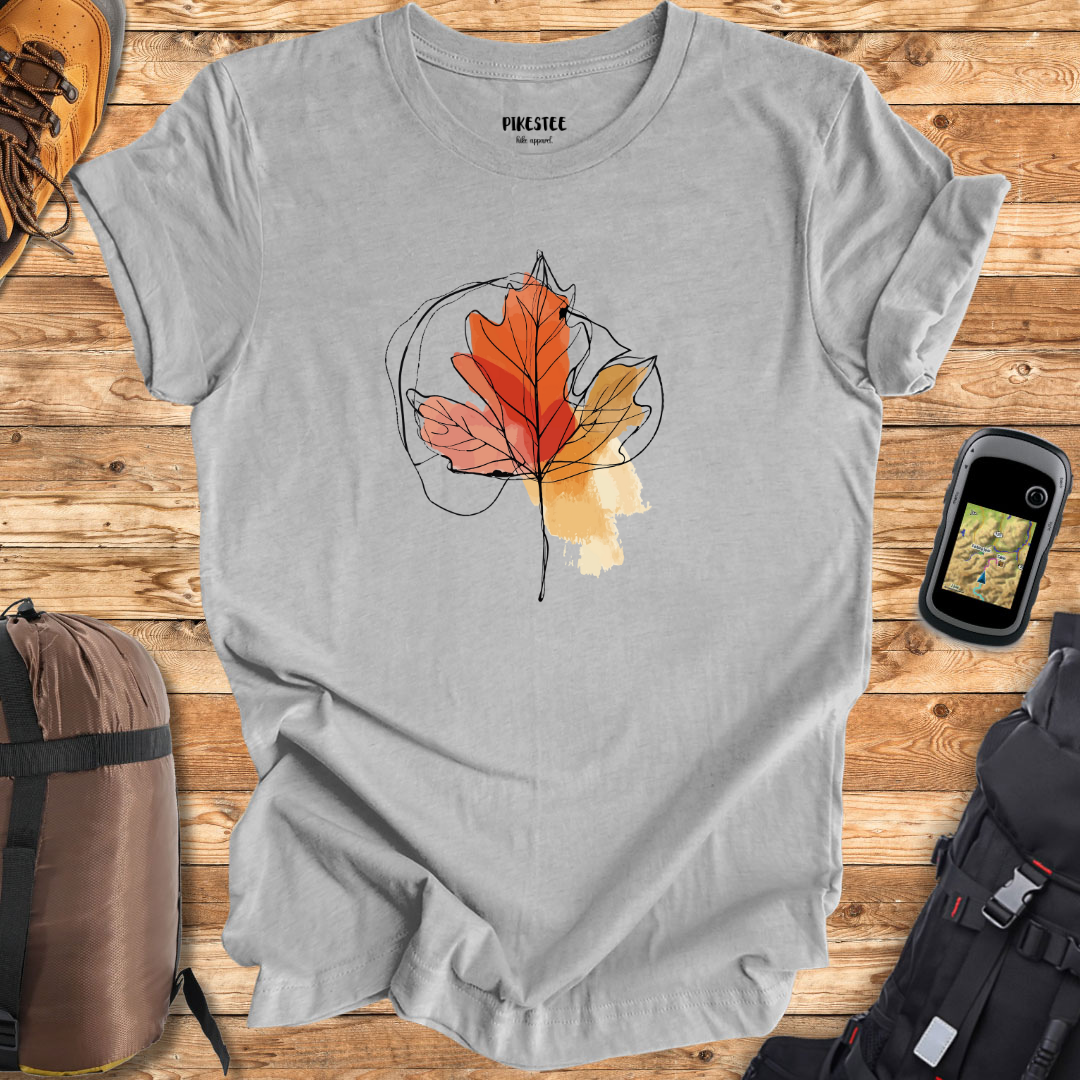 Line art Autumn Leaf Graphic T-shirt