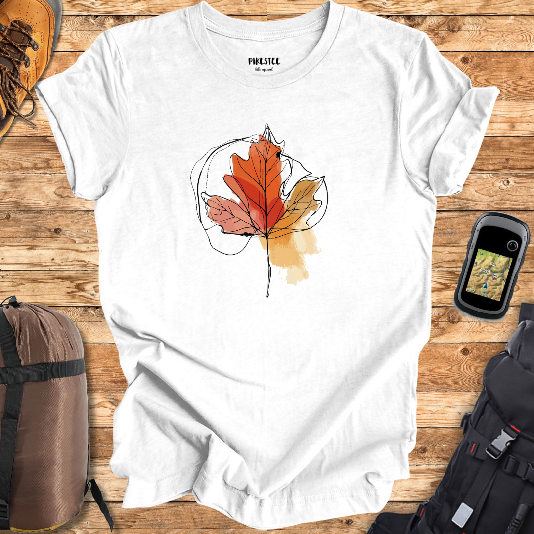 Line art Autumn Leaf Graphic T-shirt