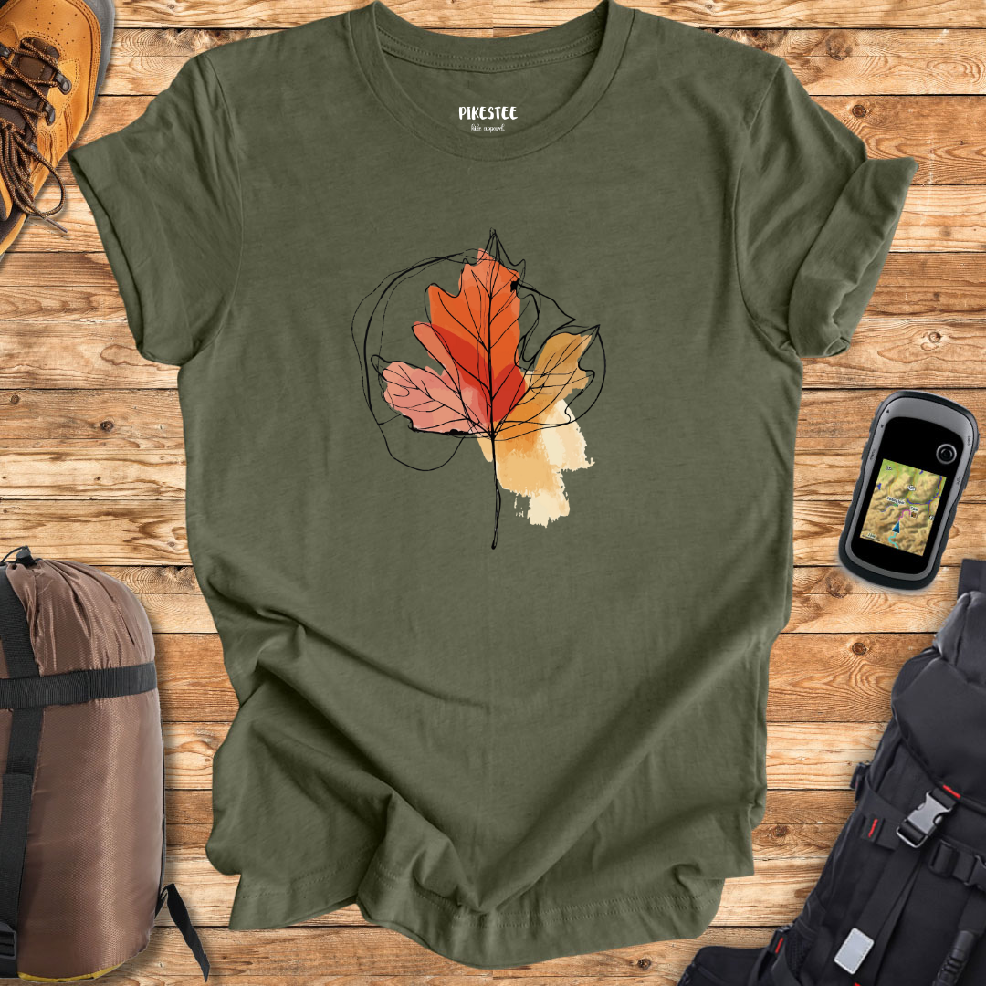 Line art Autumn Leaf Graphic T-shirt