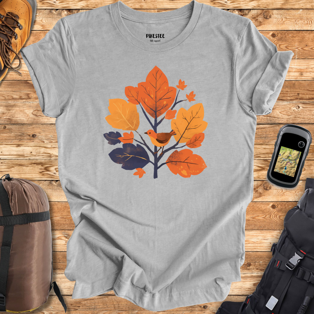 Bird and Leaves Graphic T-shirt