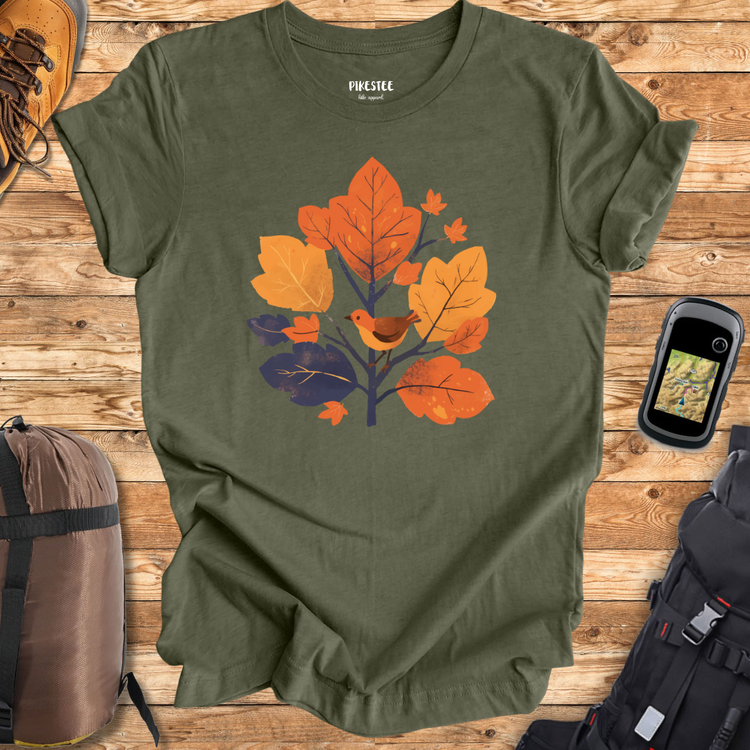 Bird and Leaves Graphic T-shirt