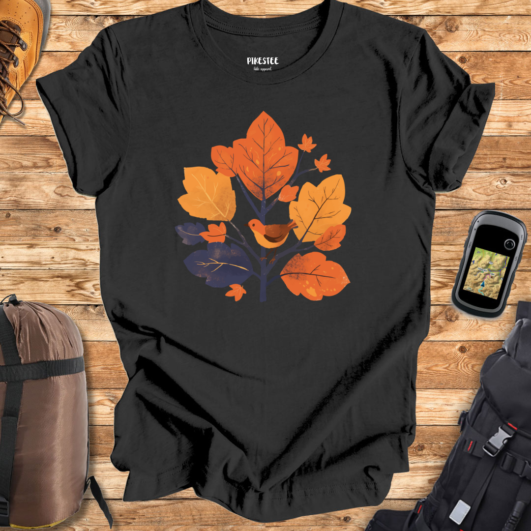 Bird and Leaves Graphic T-shirt