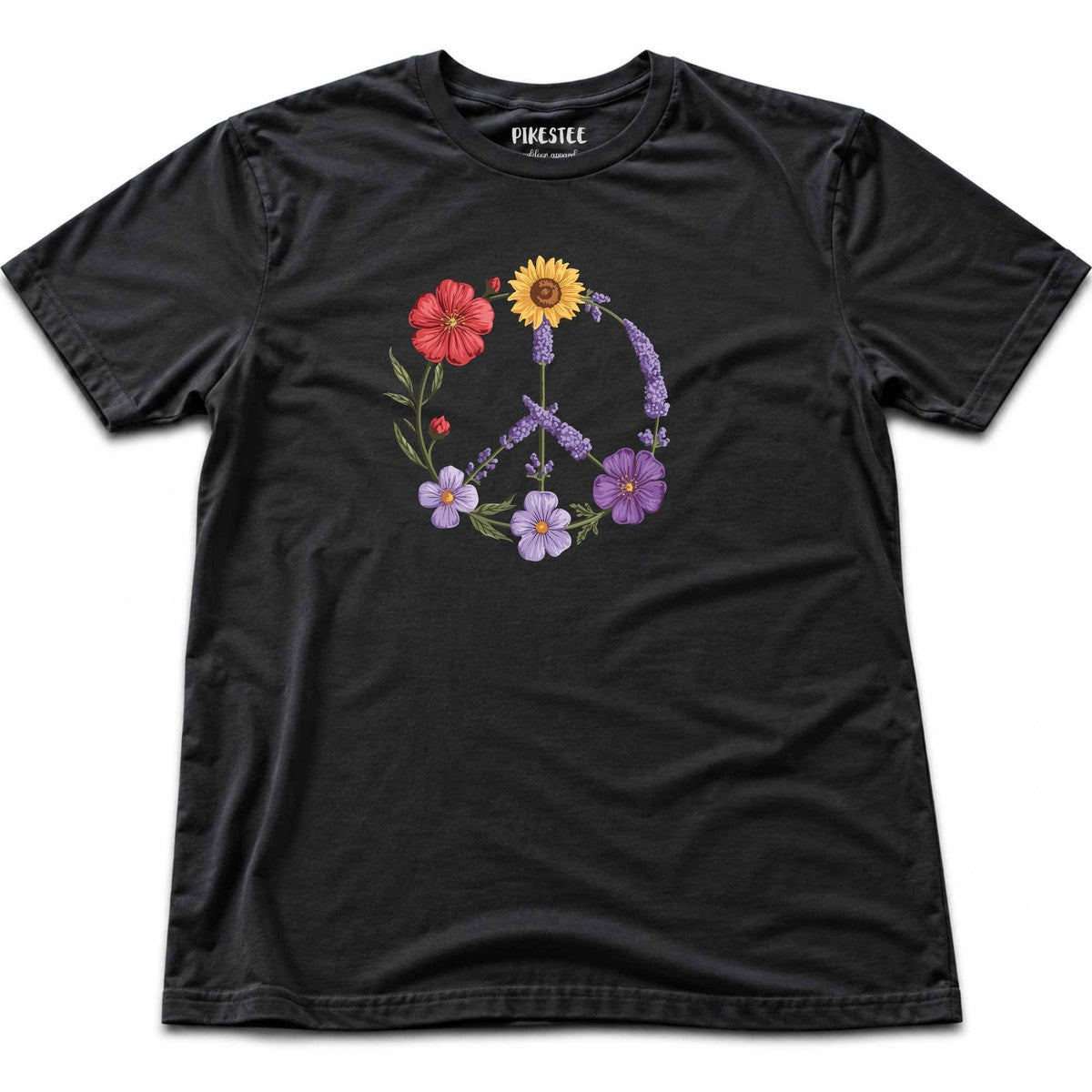 Peace Flowers T-shirt - Black