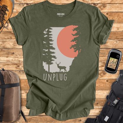 Unplug Deer Landscape T-shirt