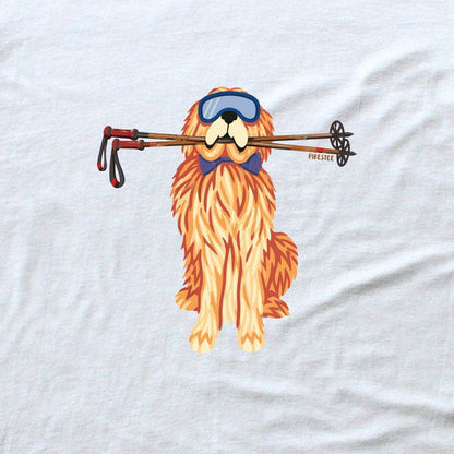 Dog And Ski Poles T-shirt - White - hero
