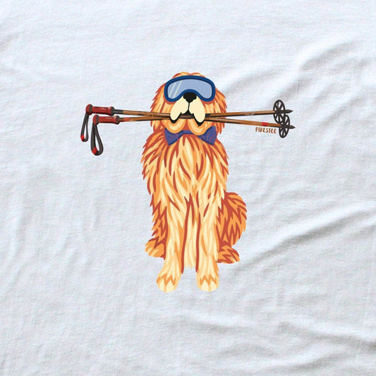 Dog And Ski Poles T-shirt - White - hero