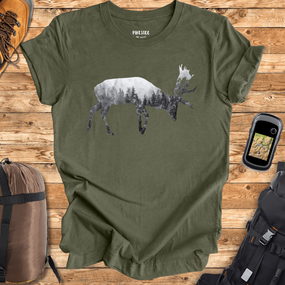 Deer Double Exposure T-shirt