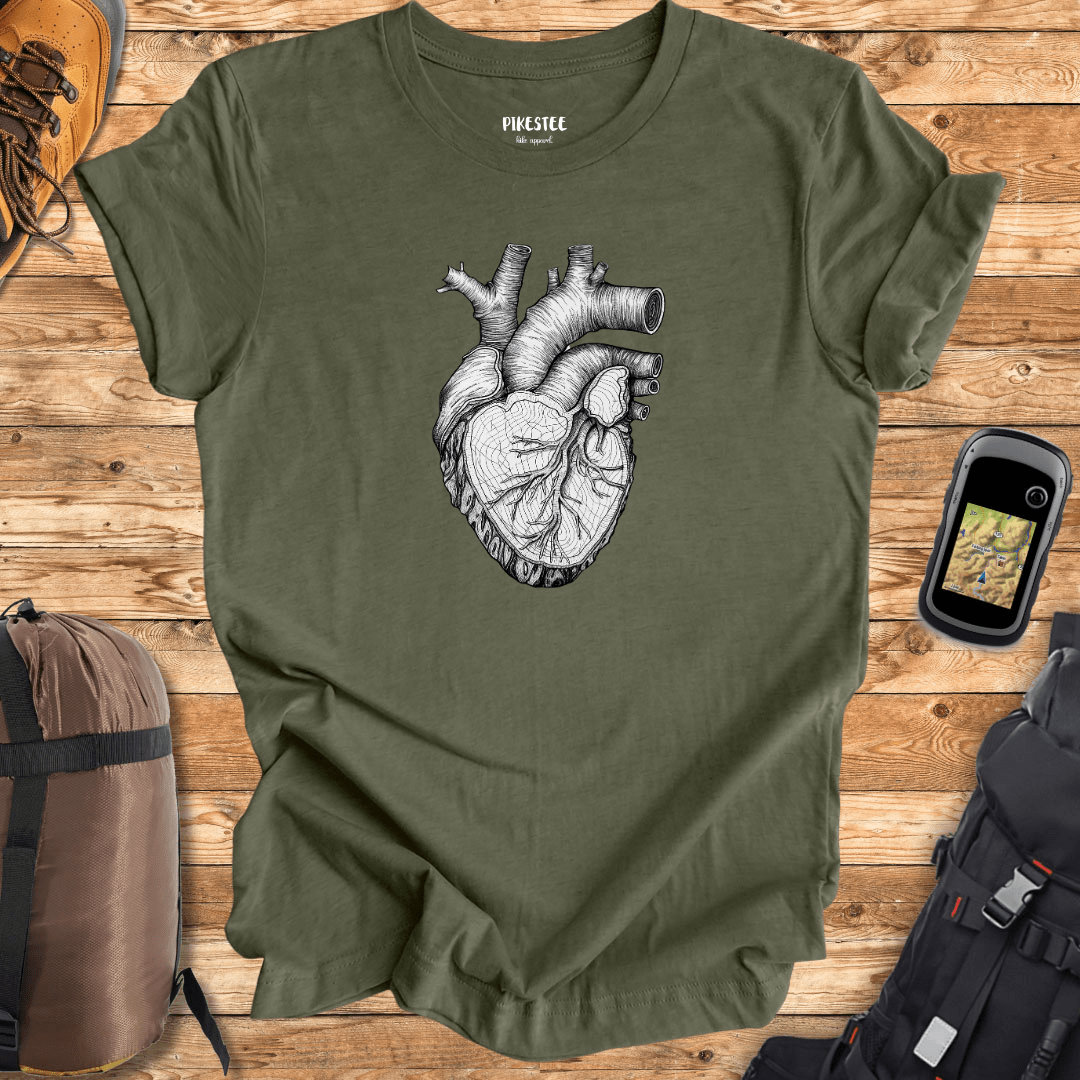 "Wooden Heart" graphic T-shirt