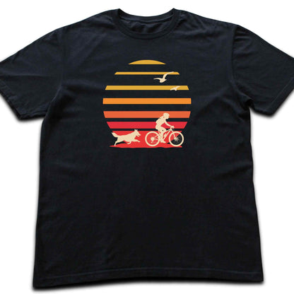 Biking Girl And Dog Colors T-shirt