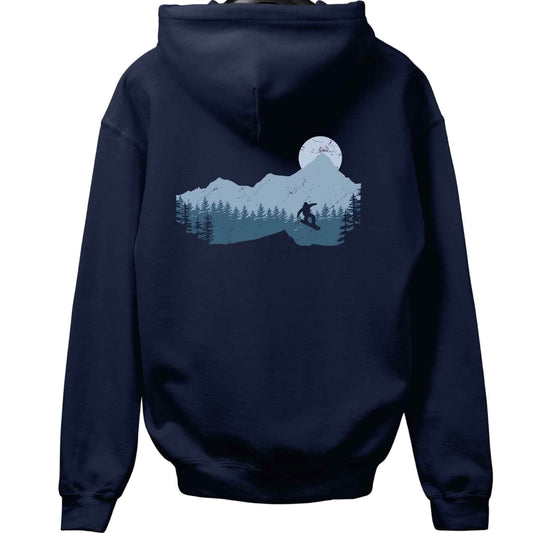 Snowboard Jump Landscape Back-Print Hoodie