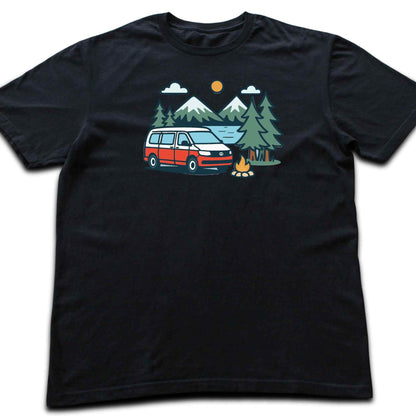 Cartoon Van Lake Mountain T-shirt