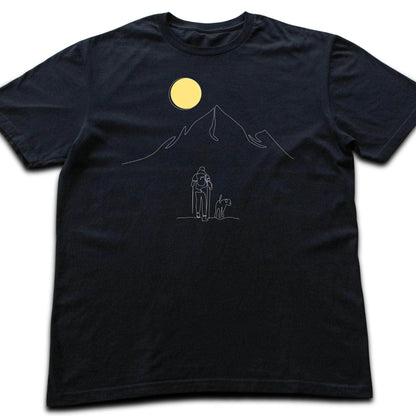 Line Art Hiker And Dog  T-shirt