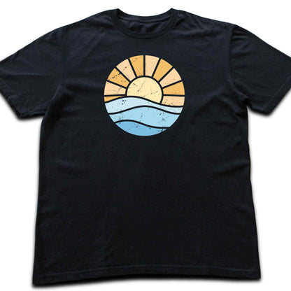 Abstract Round Sun and Waves T-shirt