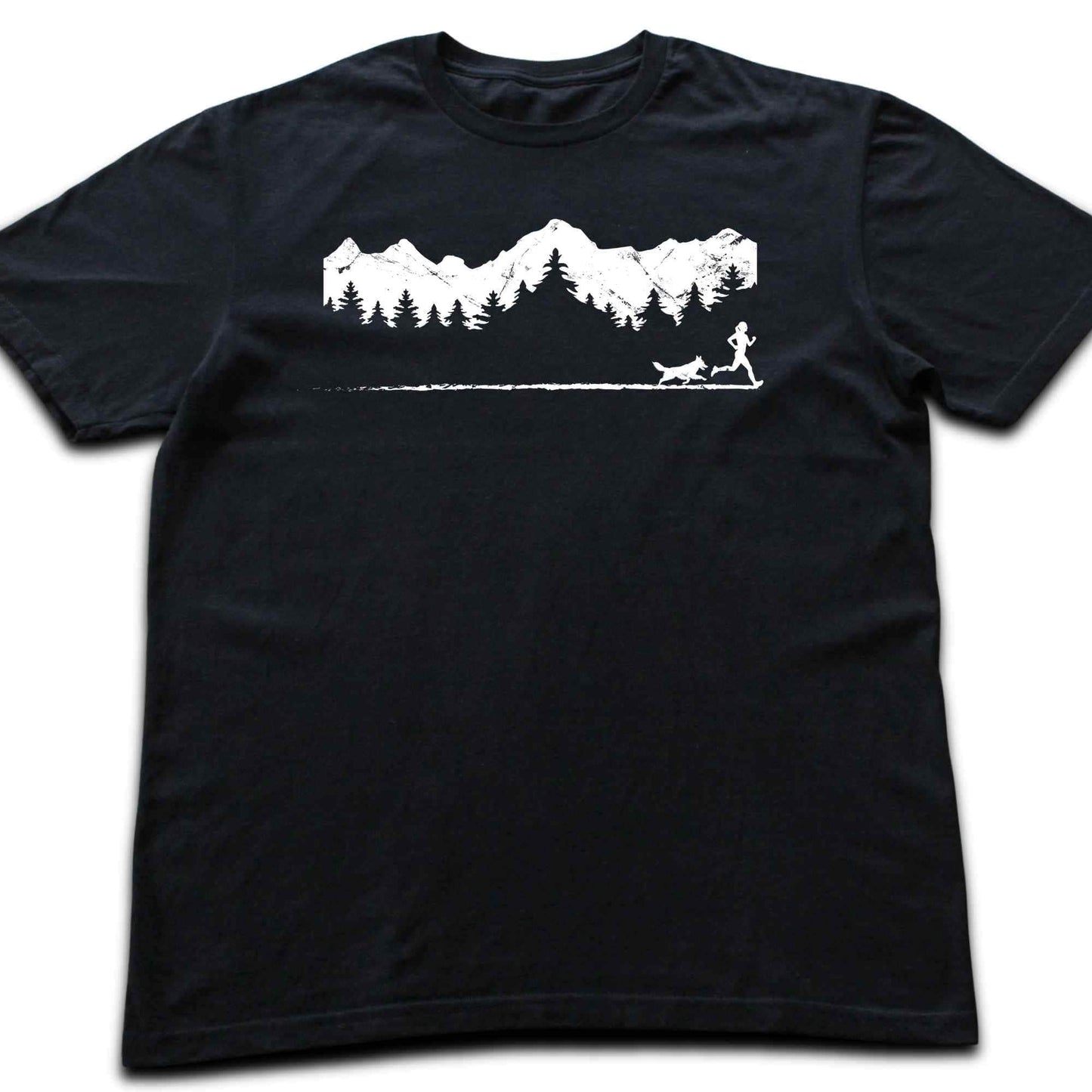 Running Girl and Dog Panorama T-shirt