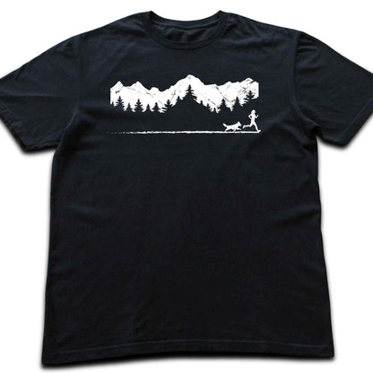 Running Girl and Dog Panorama T-shirt