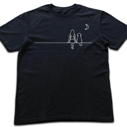 Girl And Dog Moon T-shirt