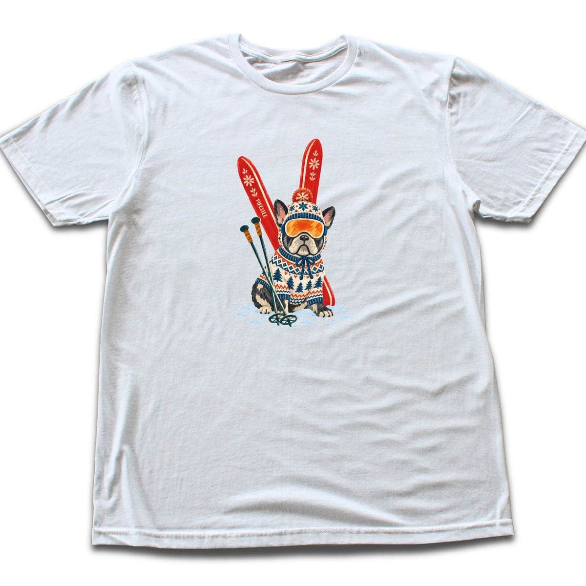 Skiing French Buldog T-shirt - White