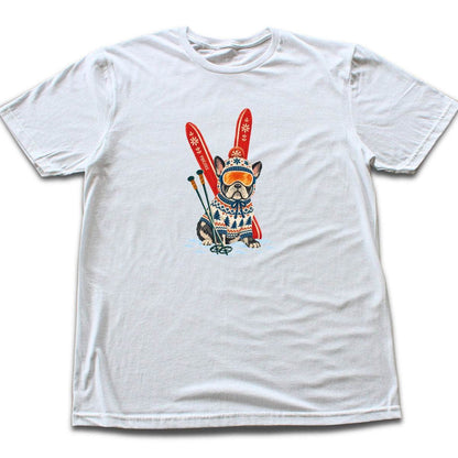 Skiing French Buldog T-shirt - White