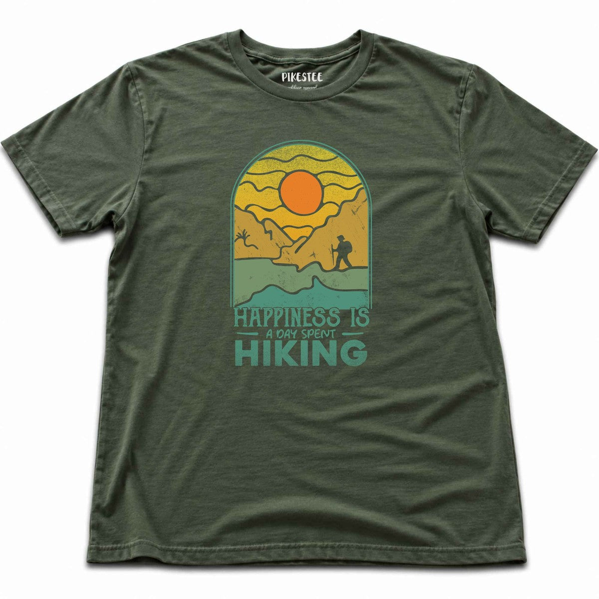 Happiness Is Hiking T-shirt - Military Green
