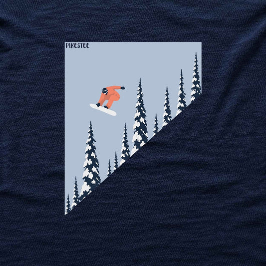 Snowboard Over Trees T-shirt - Navy - hero