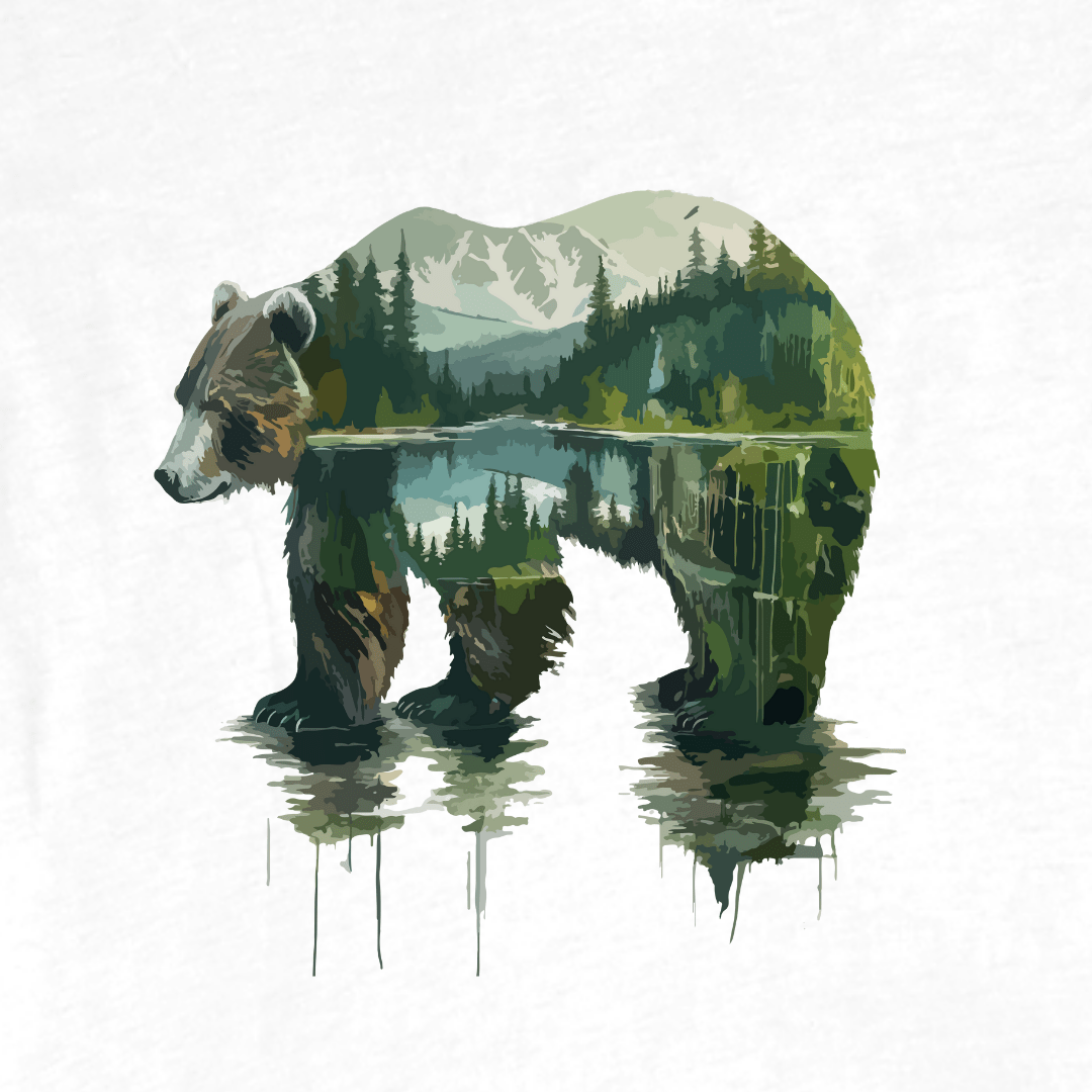 "Water Color Bear Landscape" Graphic T-shirt