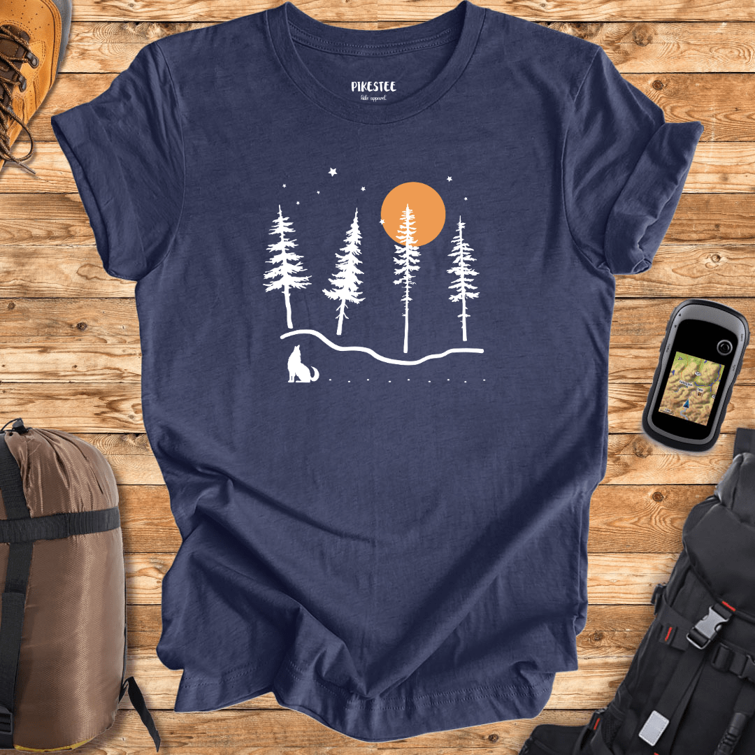 Night Landscape Wolf T-shirt