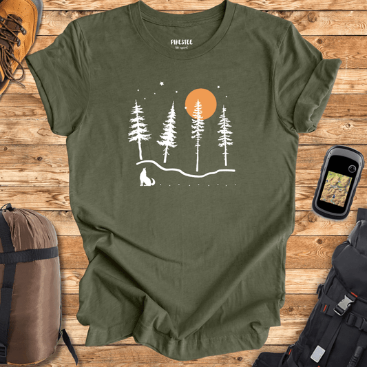 Night Landscape Wolf T-shirt