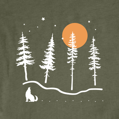 Night Landscape Wolf T-shirt