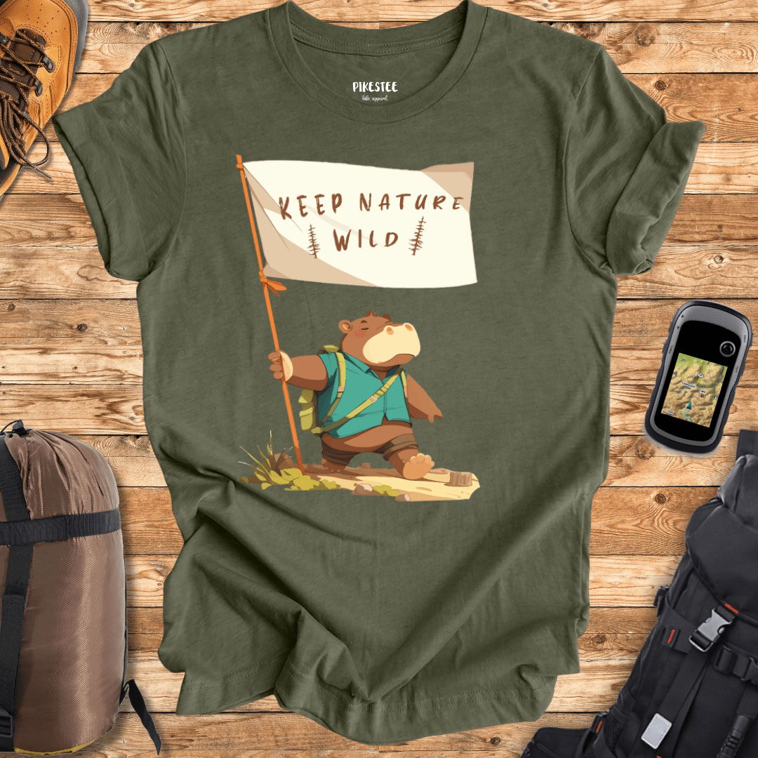 "Keep Nature Wild, Hippo's Flag" graphic T-shirt