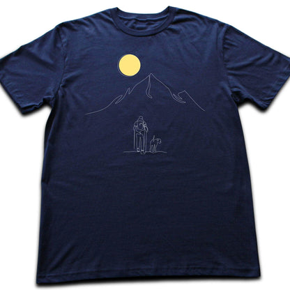 Line Art Hiker And Dog  T-shirt
