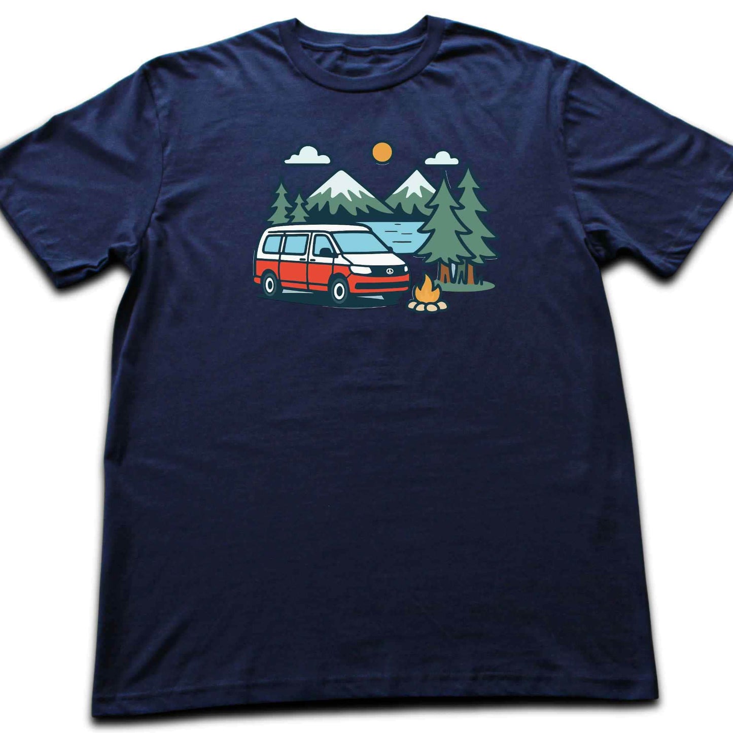 Cartoon Van Lake Mountain T-shirt