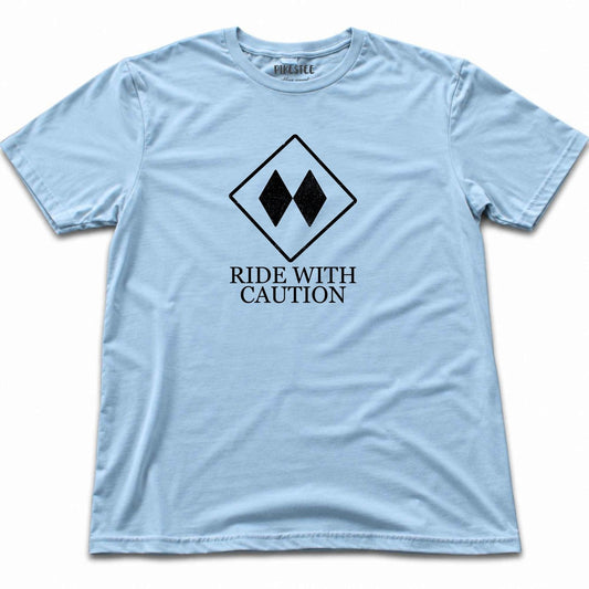 Ride With Caution T-shirt - Light Blue