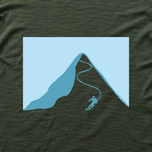 Mountain Ski Descent T-shirt - Military Green - hero