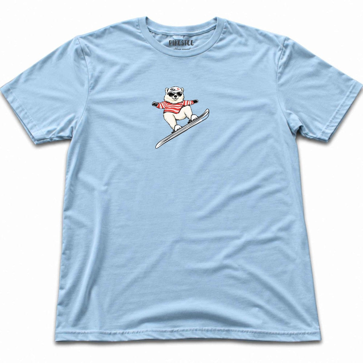 Skiing Dog T-shirt - Light Blue