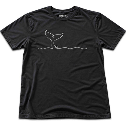 Line Art Whale Tail T-shirt - Black