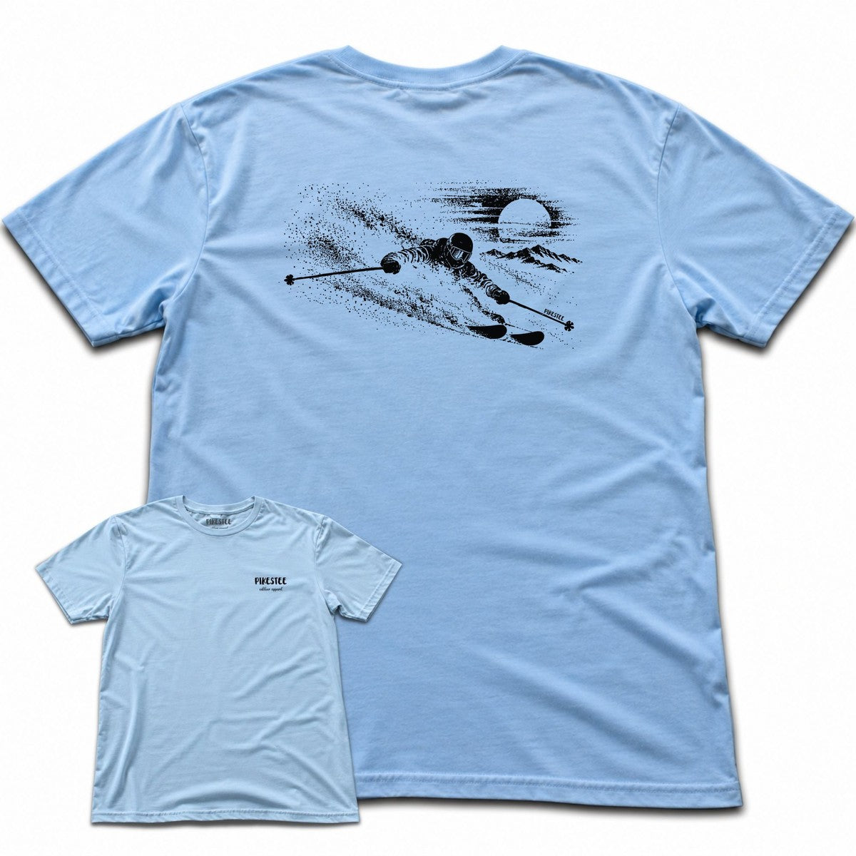 Sun Ski Flow Back Print T-shirt - Light Blue