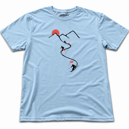 Ski Path Flags T-shirt - Light Blue