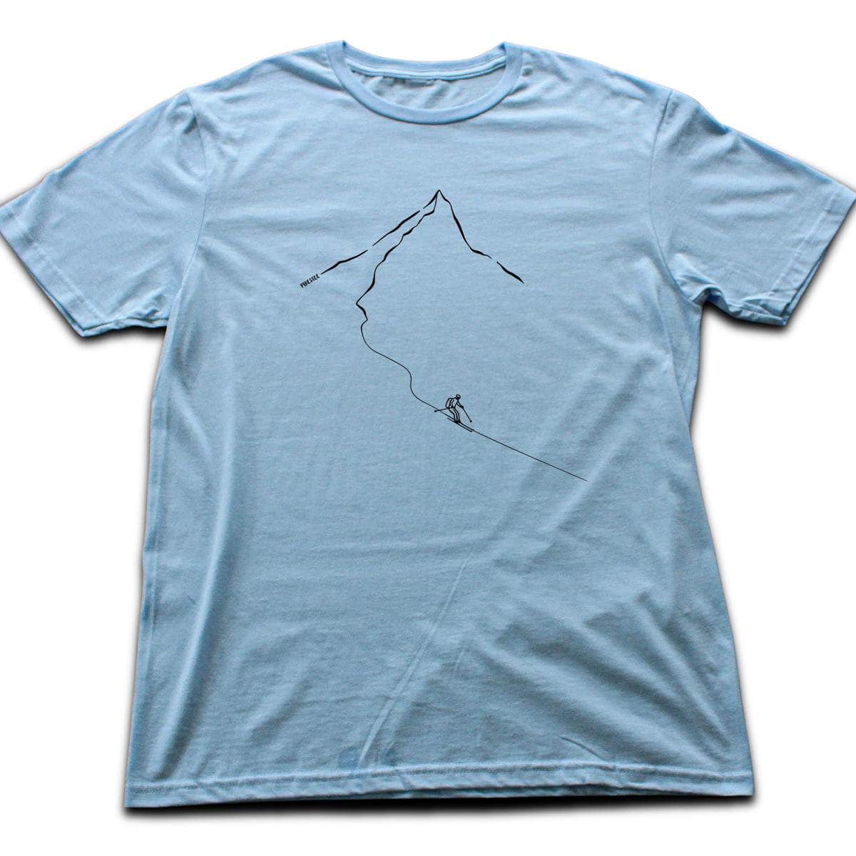 Minimalist Skier Path T-shirt - Light Blue