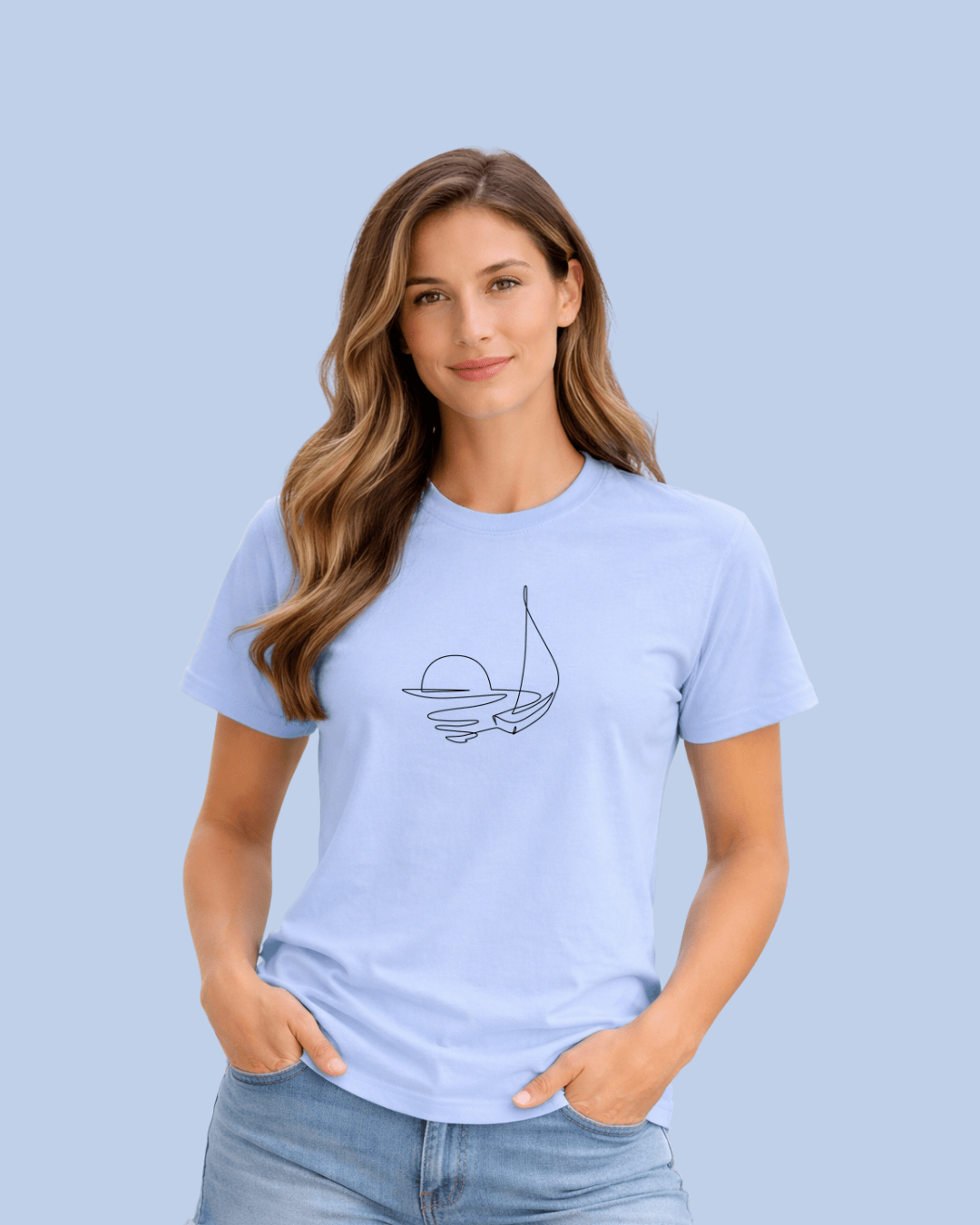 Sea Horizon Line Art T-shirt