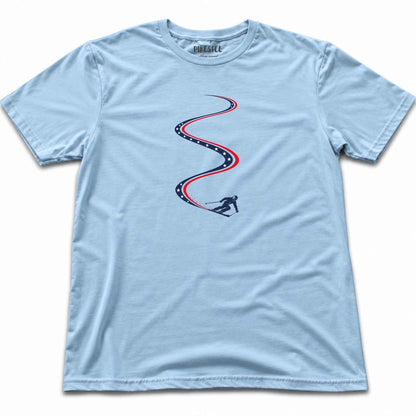 Ski Slalom Usa T-shirt - Light Blue