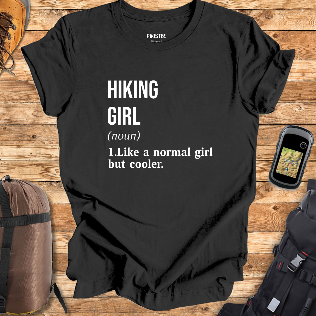 "Hiking Girl" Black graphic T-shirt