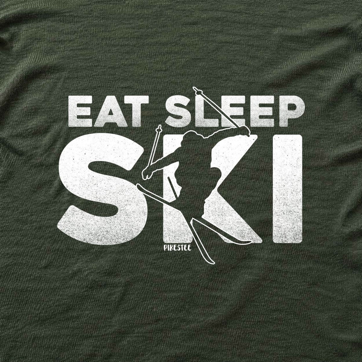 Eat Sleep Ski T-shirt - Military Green - hero